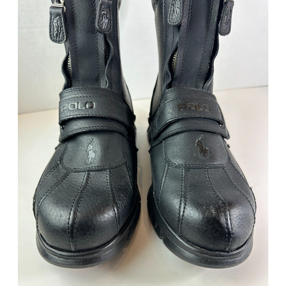 Polo by Ralph Lauren Black Leather Darrance II Zip Combat Boots Men's Size 11 D - Picture 6 of 12